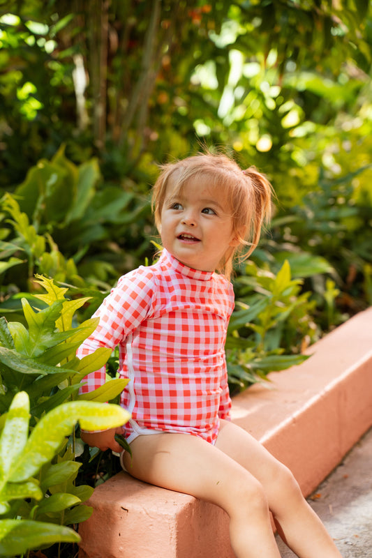 Lola One Piece Kids Swimsuit - Guava Gingham