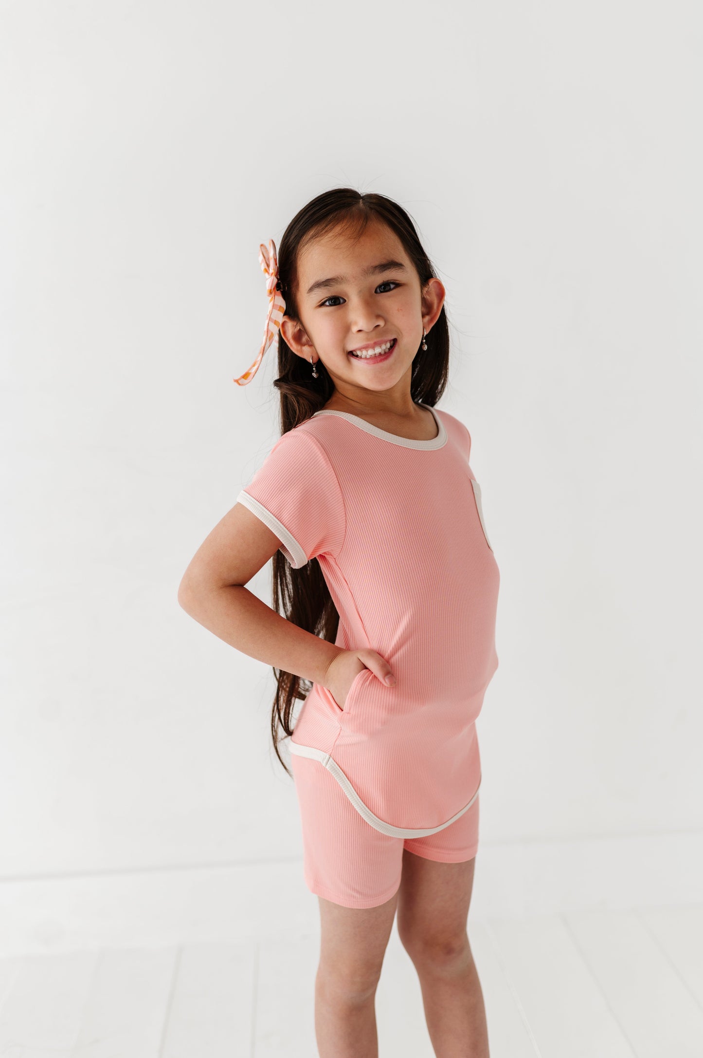 PEACHY | T-Shirt Dress + Shorts RIB SET