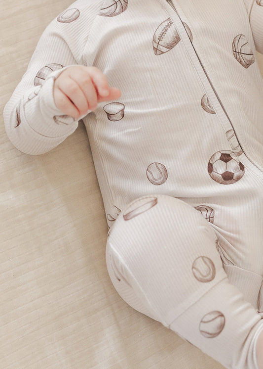 Sports (Ribbed) | Bamboo Zip Pajamas