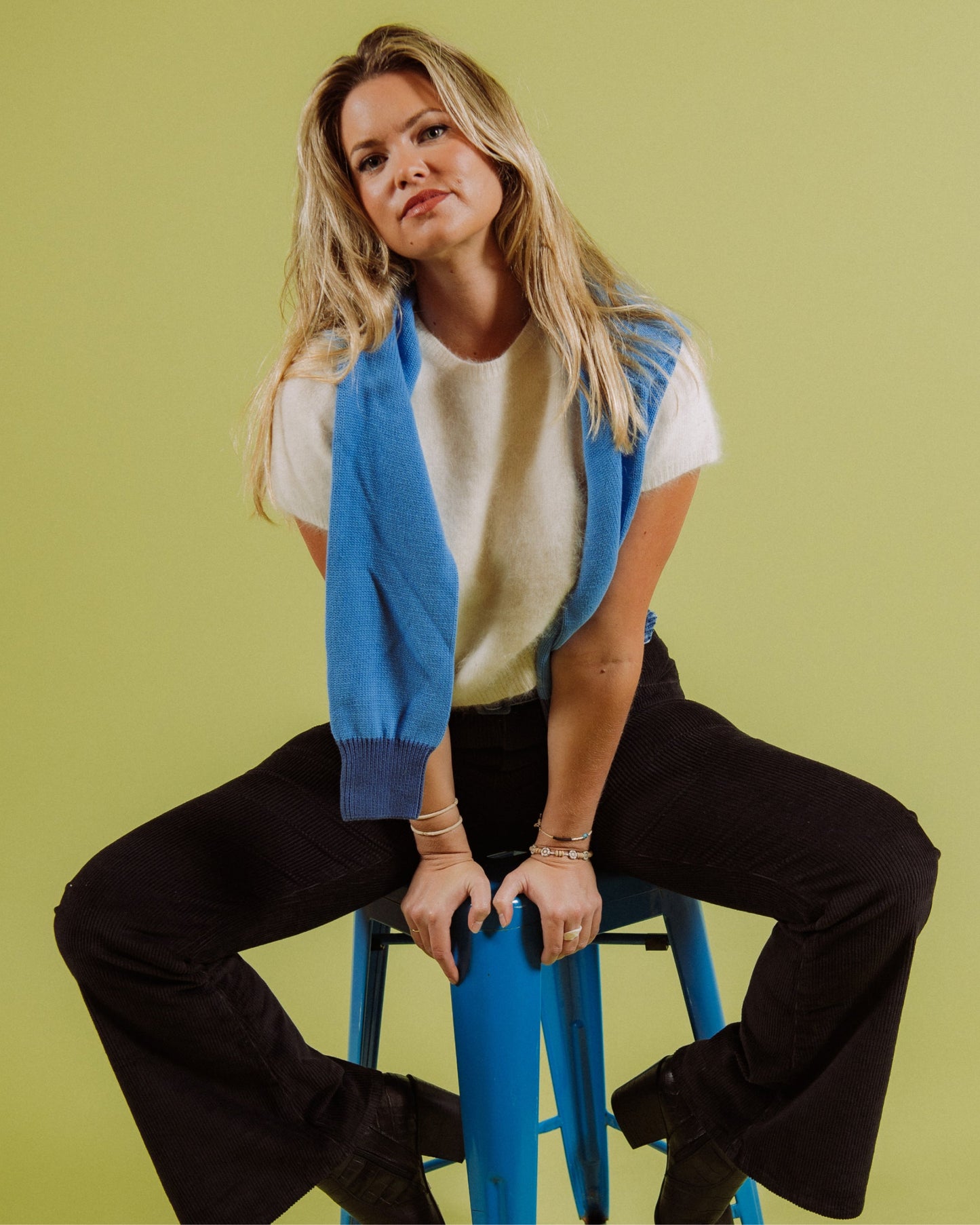 Crop Sweater (Blue Poppy/Navy)