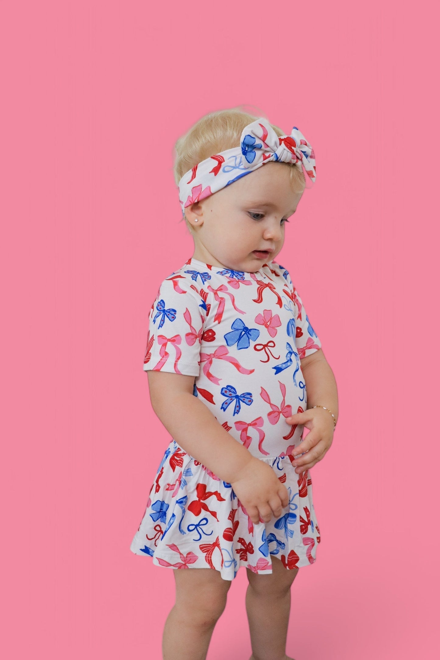 RED, WHITE AND BOWS DREAM BODYSUIT DRESS