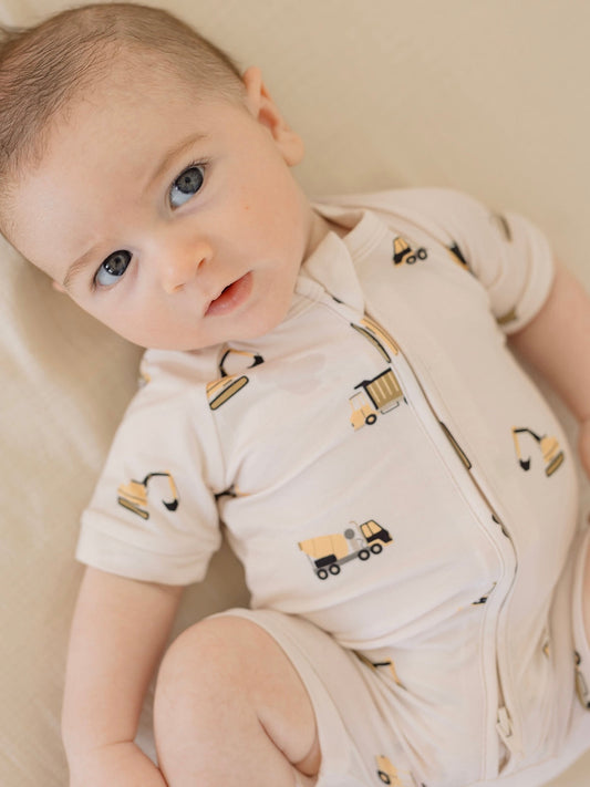Construction | Bamboo Shortie Zip Romper