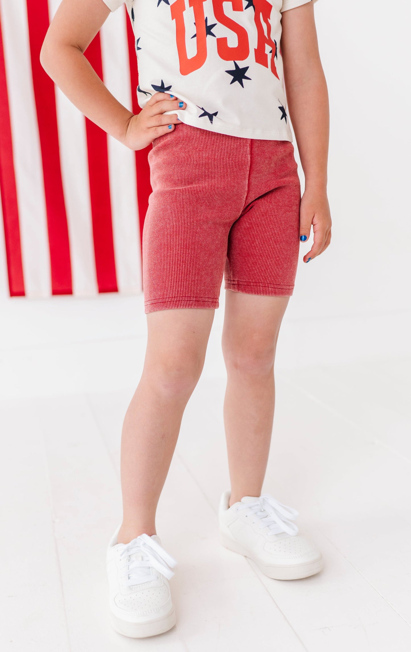Red RIBBED | Biker Shorts