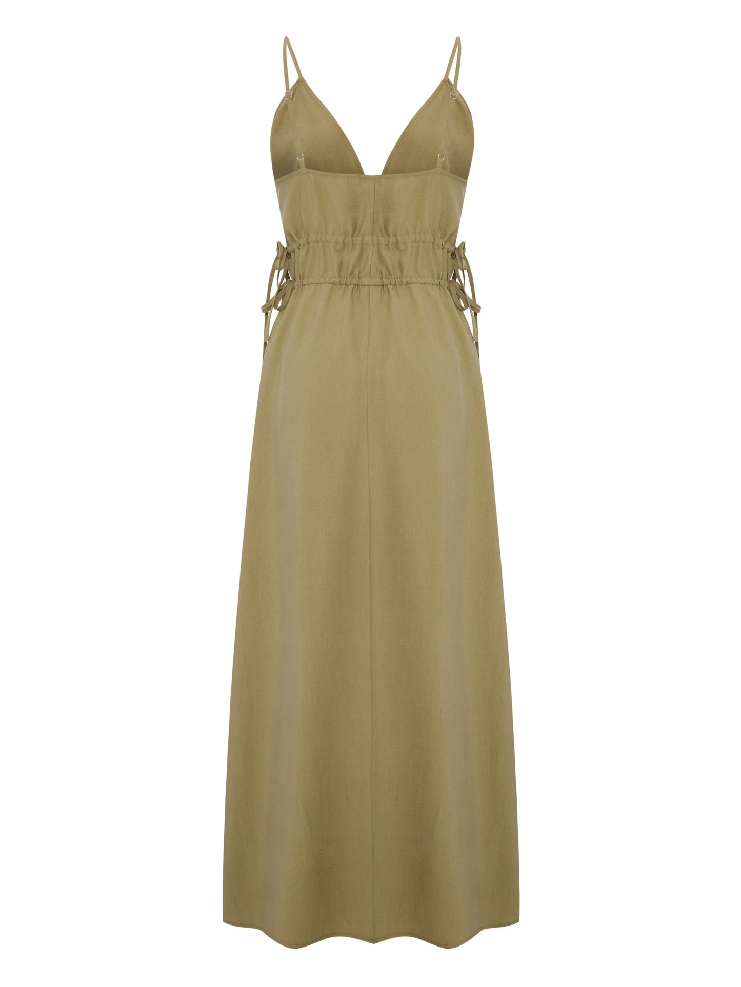 Sofia Ties Maxi Dress - Khaki Green