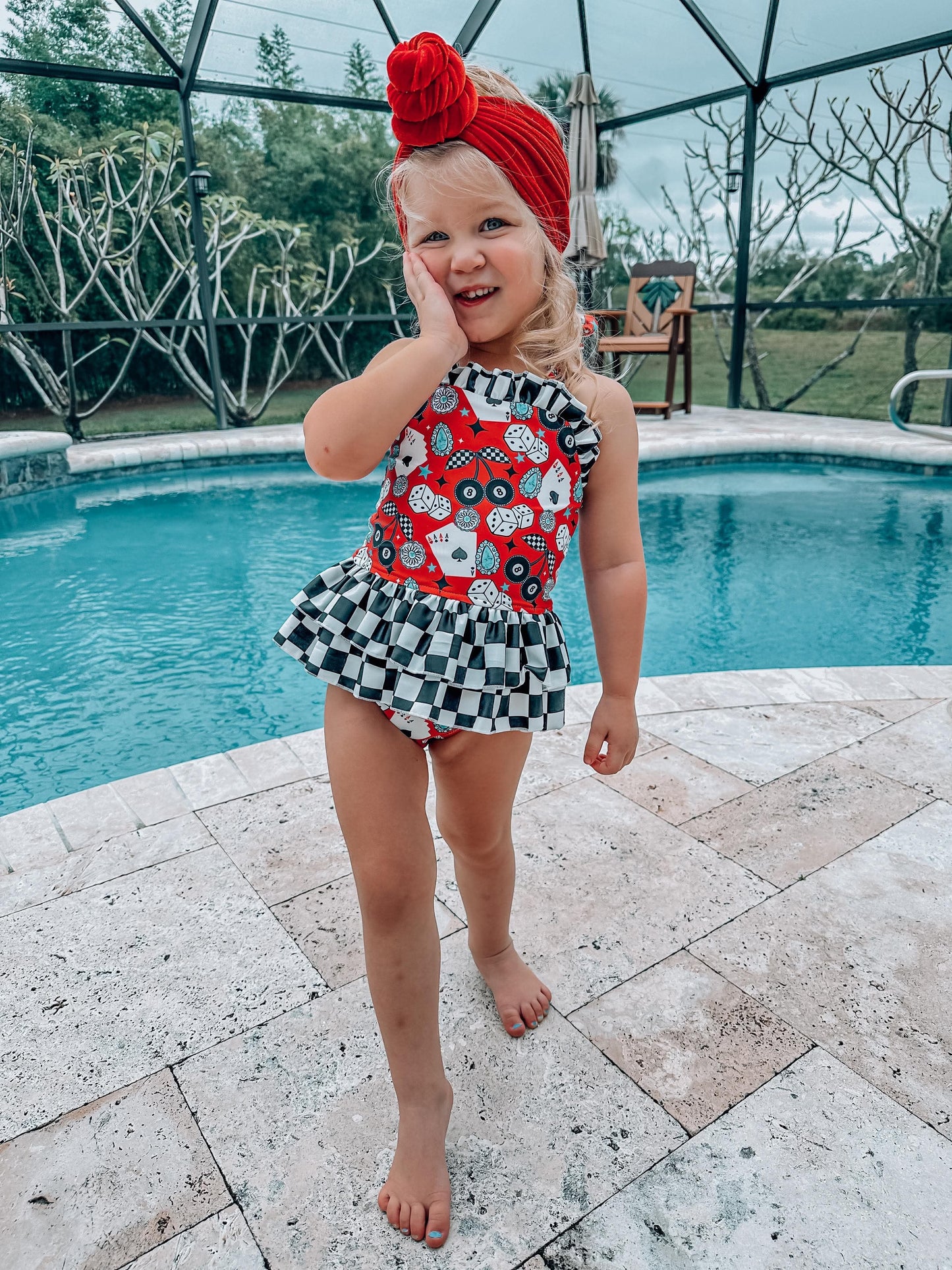 Wild Card Ruffled Swim Suit