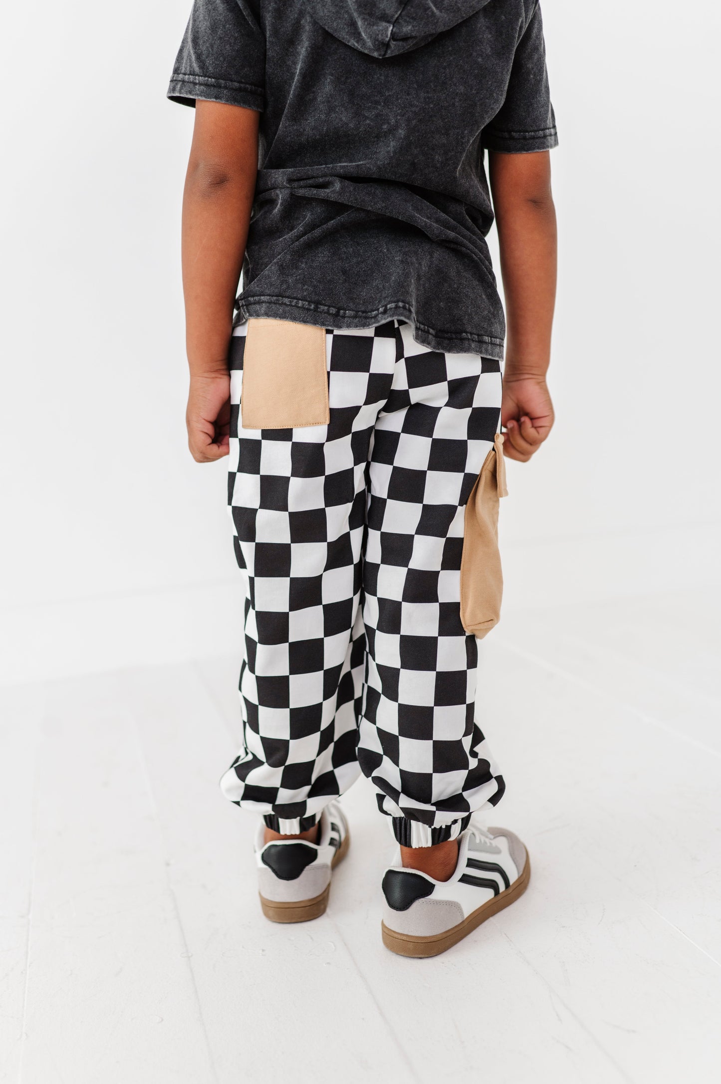 Checkered Black+White Cargo Joggers