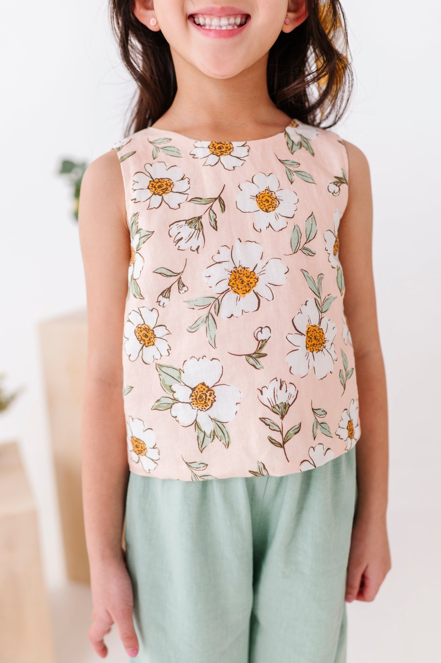 Peachy Peonies | Tie-Back + Crop Pants Set