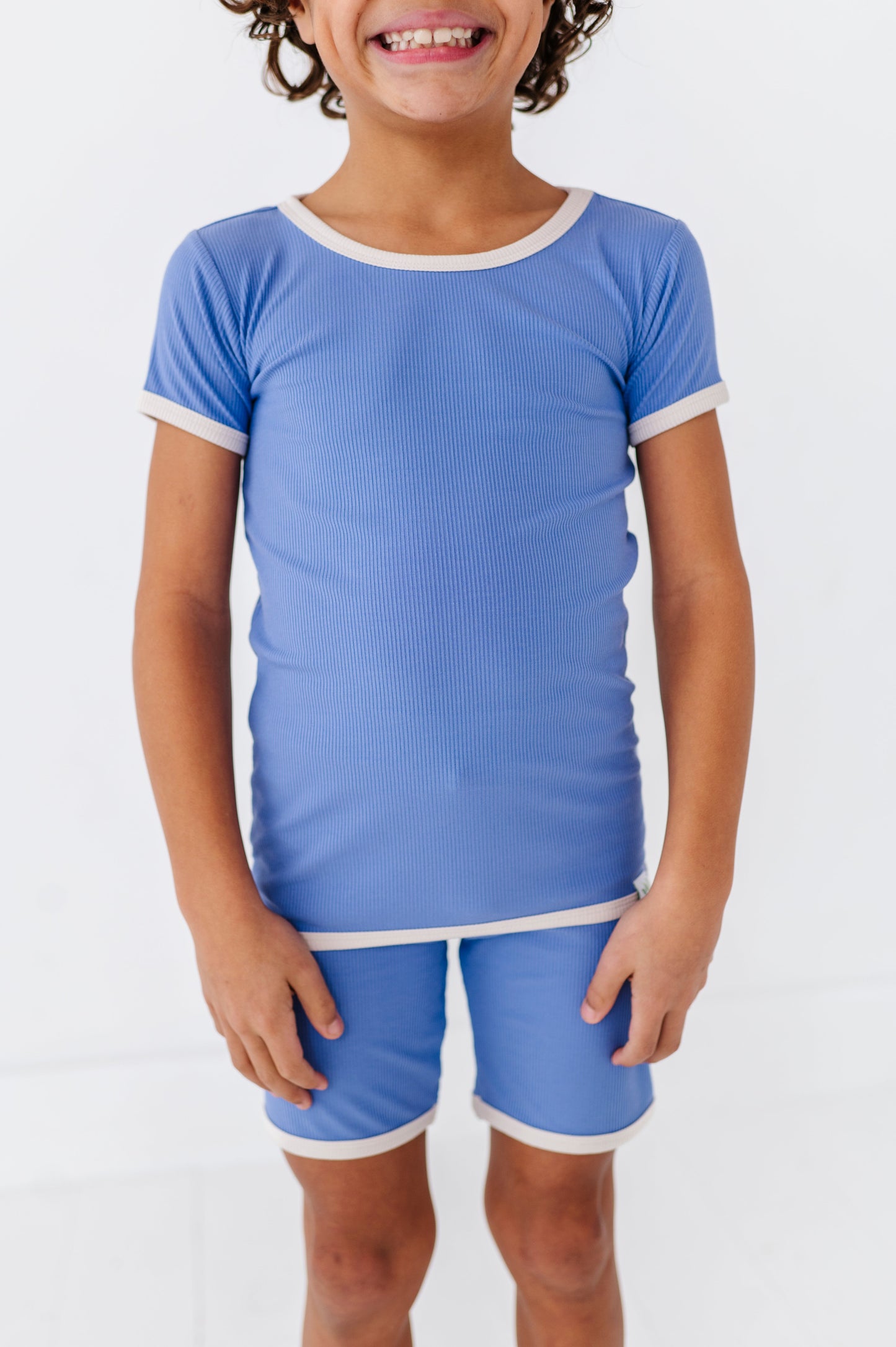 PERIWINKLE | Tee + Biker Shorts RIB SET