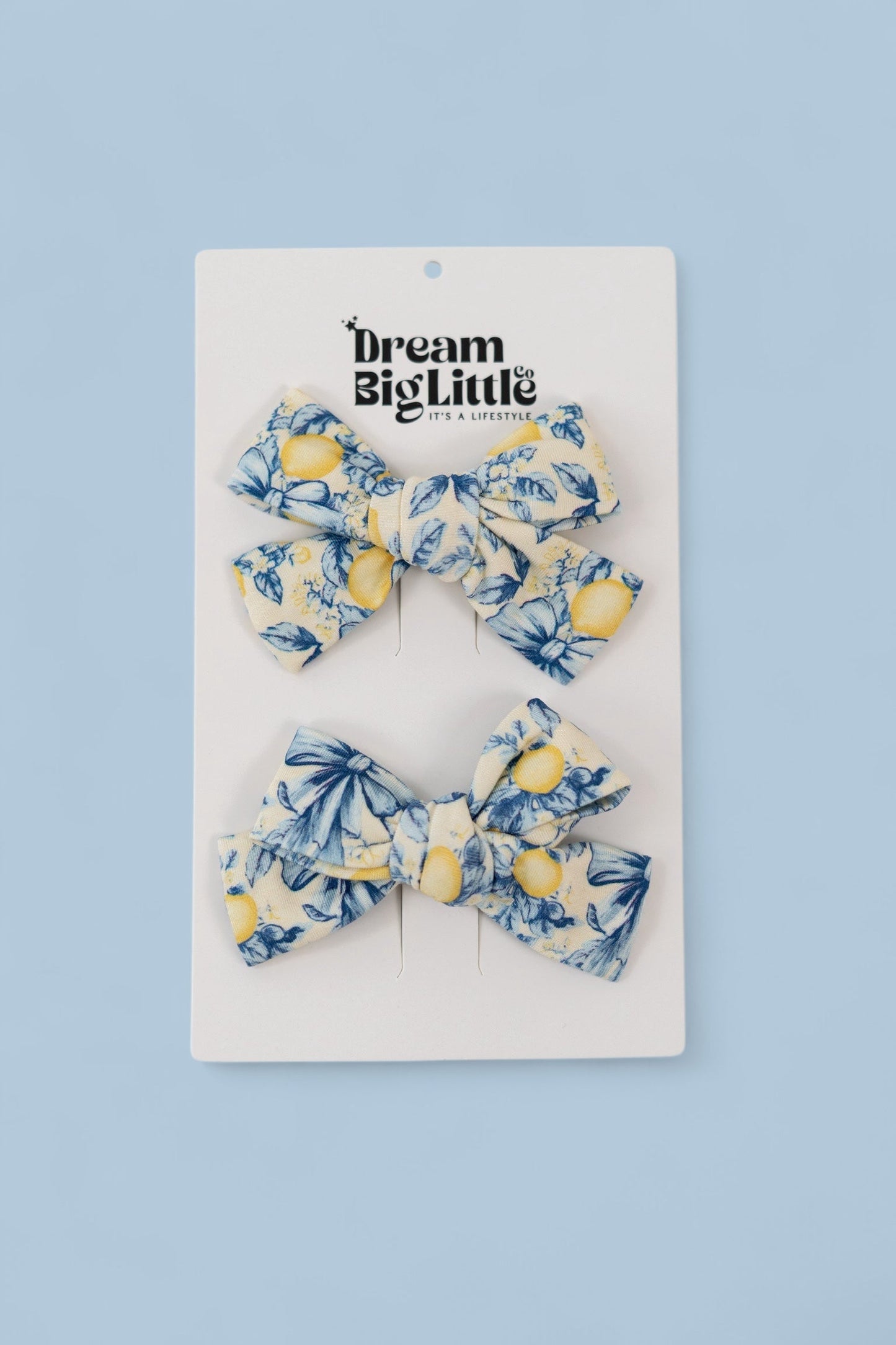 VINTAGE CITRUS TOILE DREAM BOW HAIR CLIPS