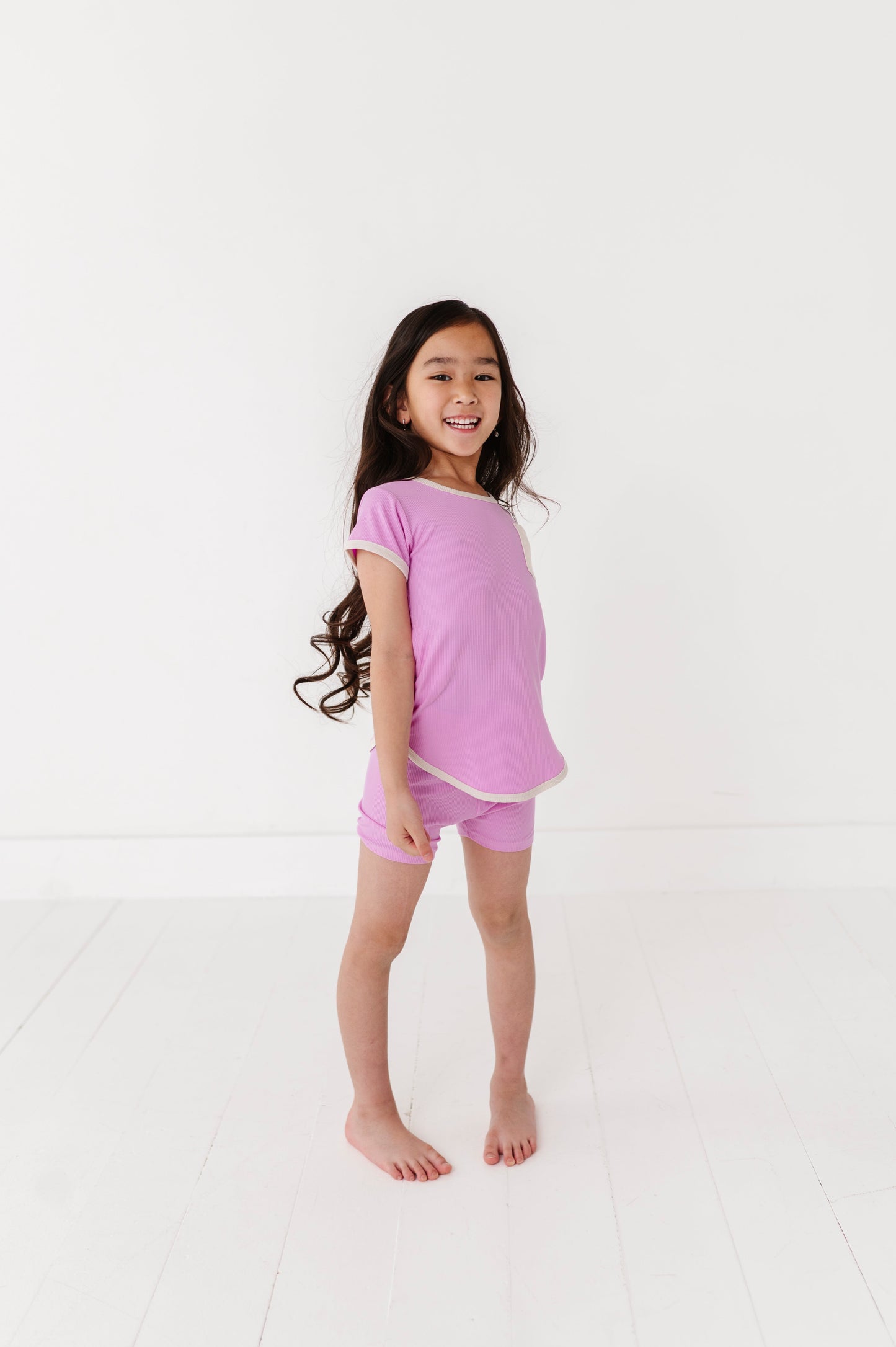 LAVENDER | T-Shirt Dress + Shorts RIB SET