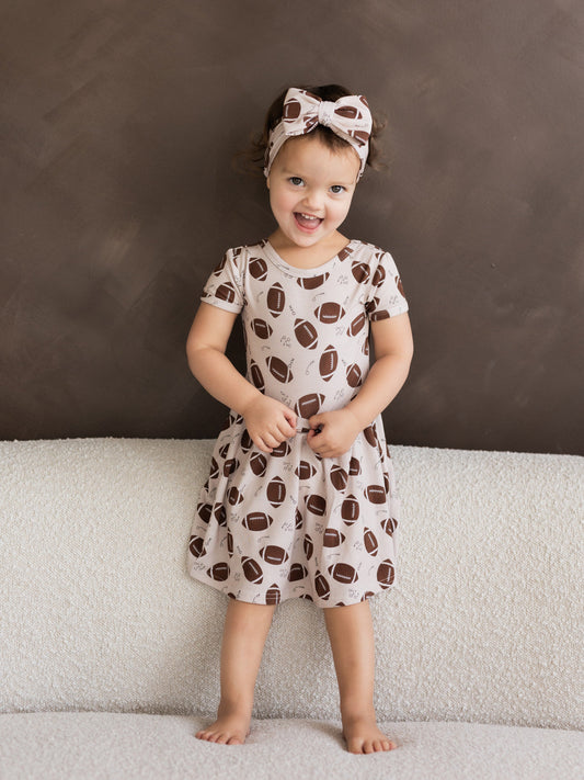 Football (Ribbed) | Bamboo Twirl Dress