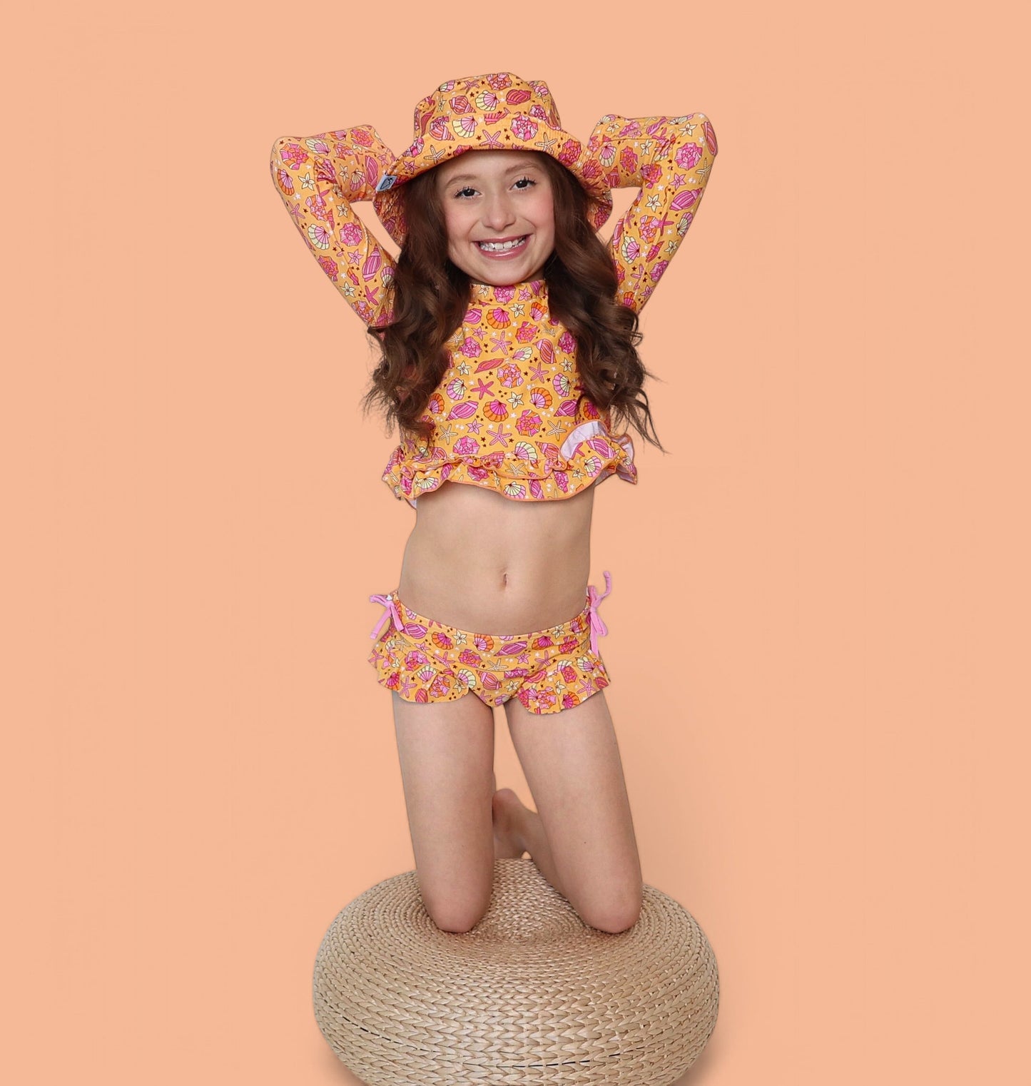 SHELLO SUMMER DREAM TWO-PIECE RASH GUARD RUFFLE SWIM SUIT