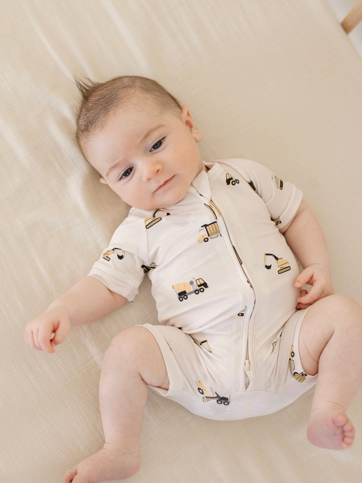 Construction | Bamboo Shortie Zip Romper