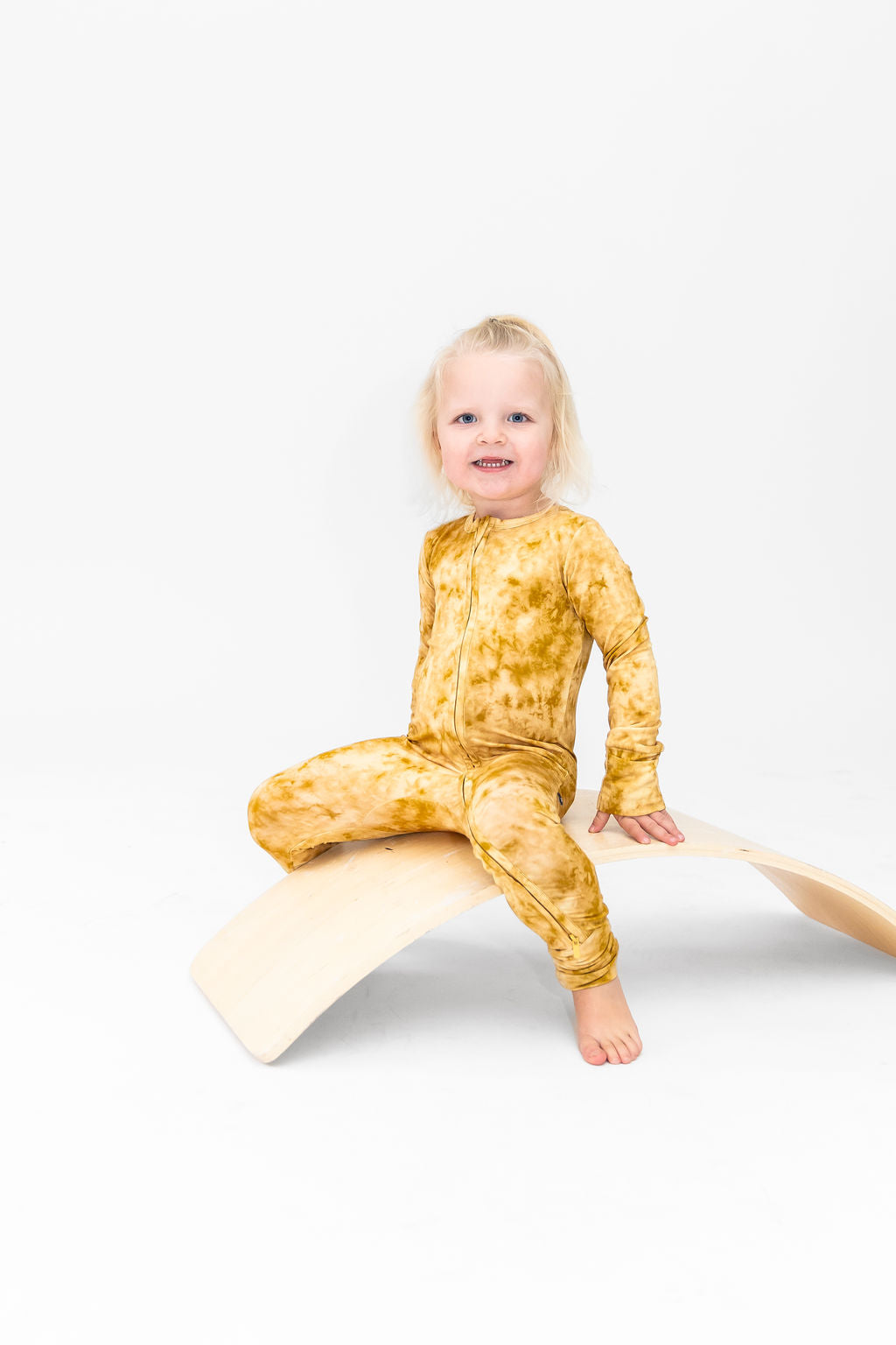 Mustard Tie-Dye Convertible Footie