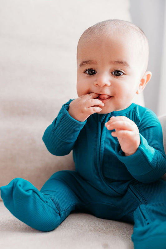 The Real Teal Ribbed Romper