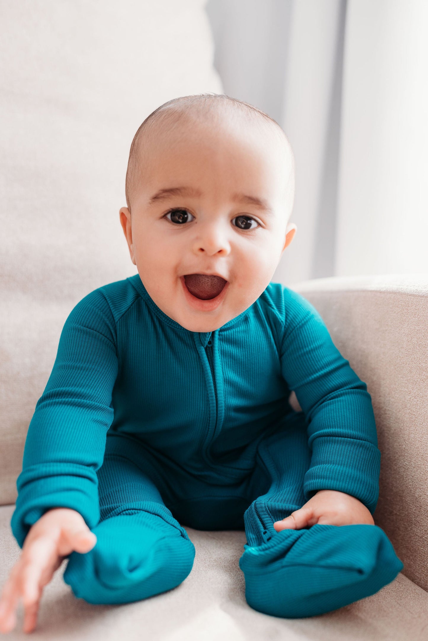 The Real Teal Ribbed Romper