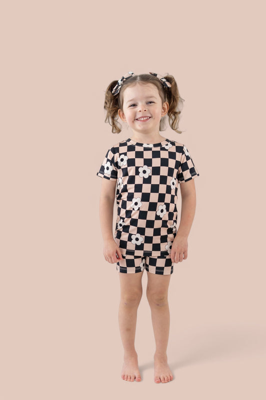 RETRO DAISY CHECKS DREAM SHORT SET