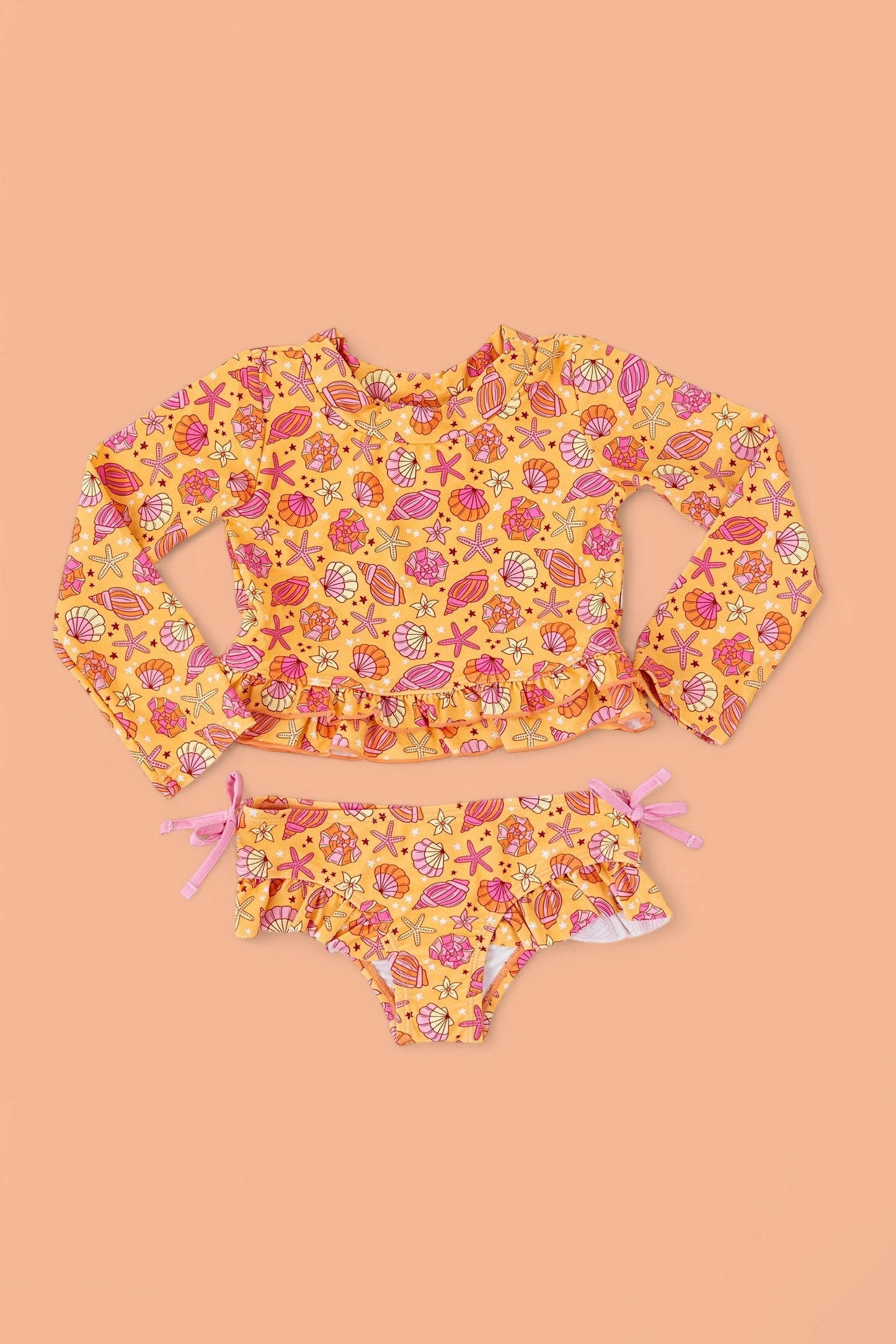 SHELLO SUMMER DREAM TWO-PIECE RASH GUARD RUFFLE SWIM SUIT