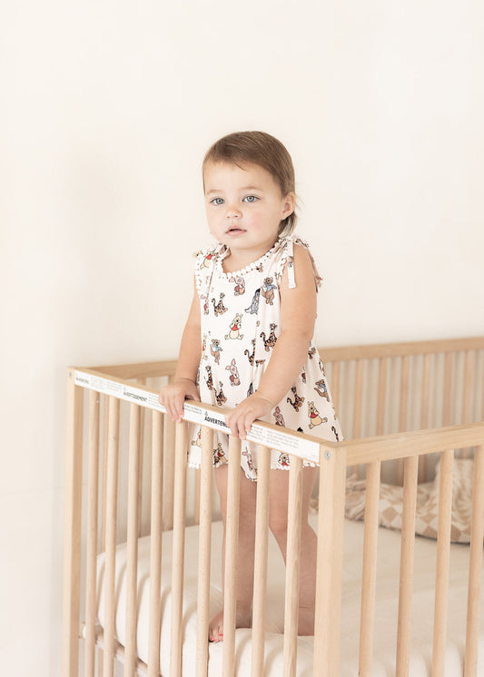 Pooh (Ribbed) | Bamboo Pom Twirl Romper