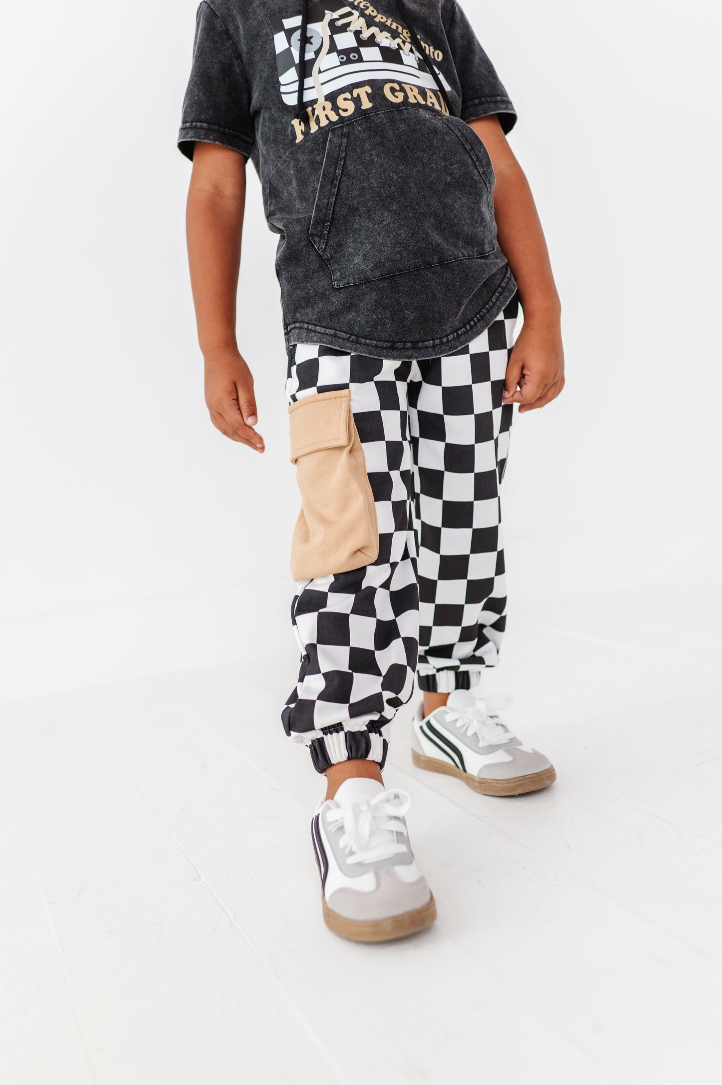 Checkered Black+White Cargo Joggers