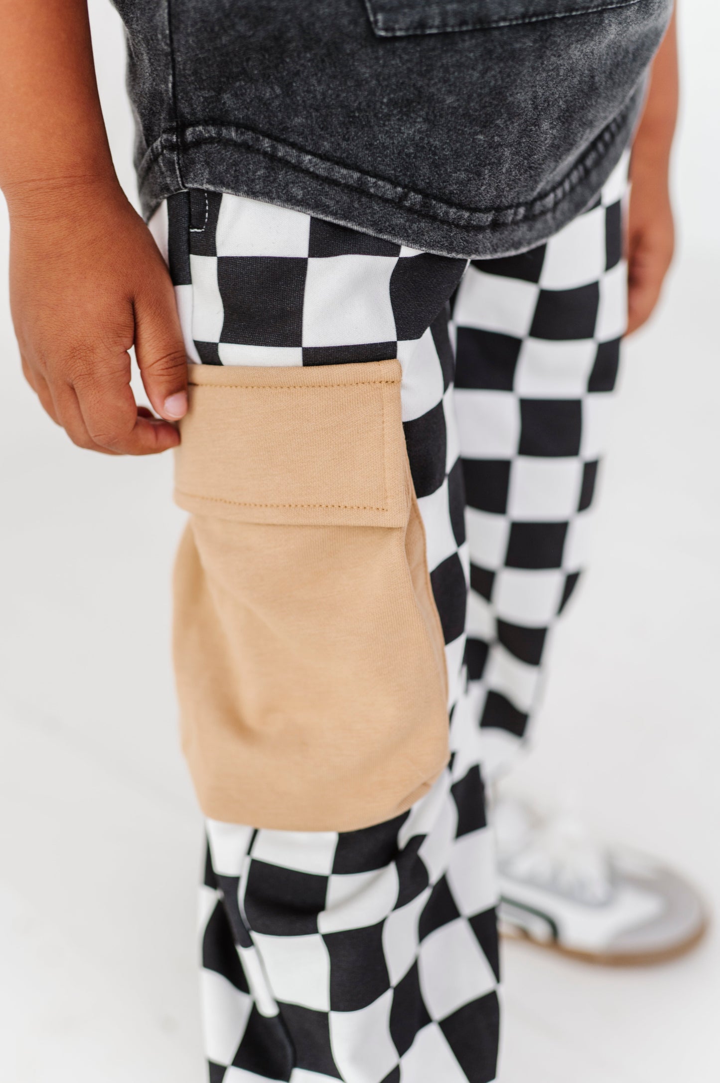 Checkered Black+White Cargo Joggers