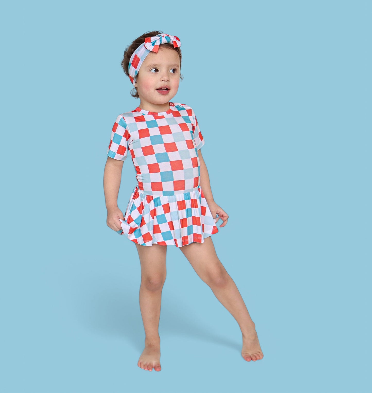 USA CHECKERS DREAM BODYSUIT DRESS