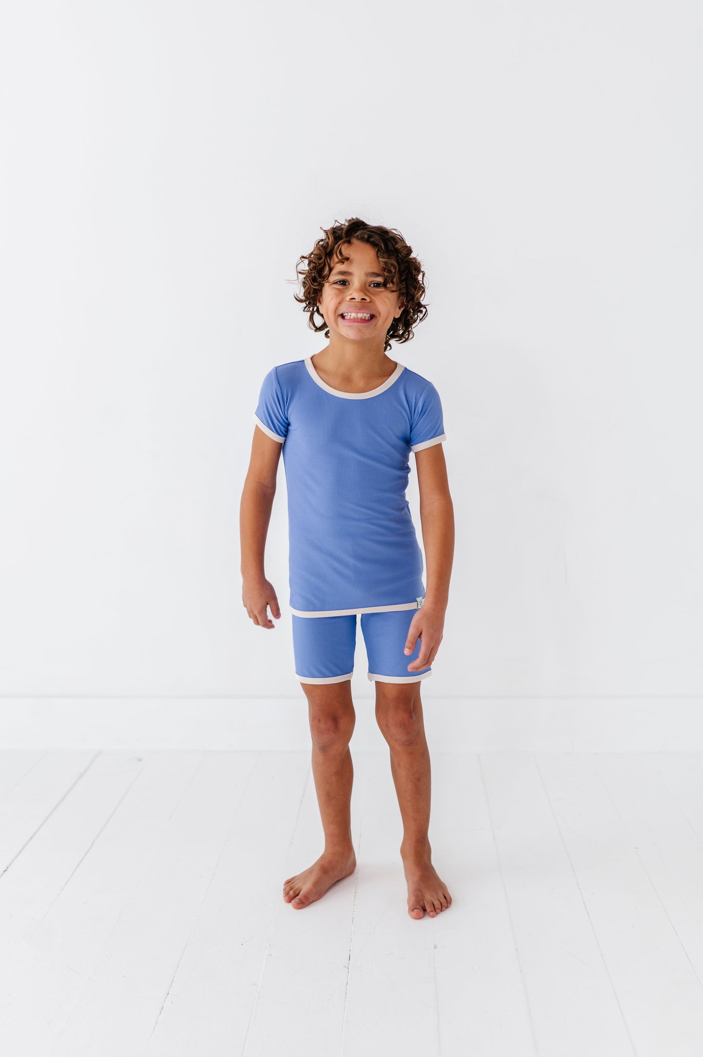 PERIWINKLE | Tee + Biker Shorts RIB SET