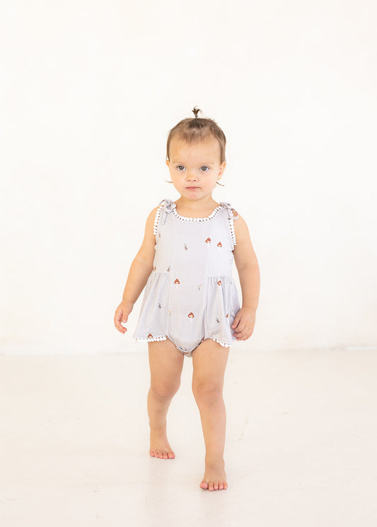 Mushroom | Bamboo Pom Twirl Romper