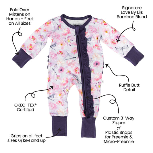 Elmerial Bamboo Ruffle Convertible Footie