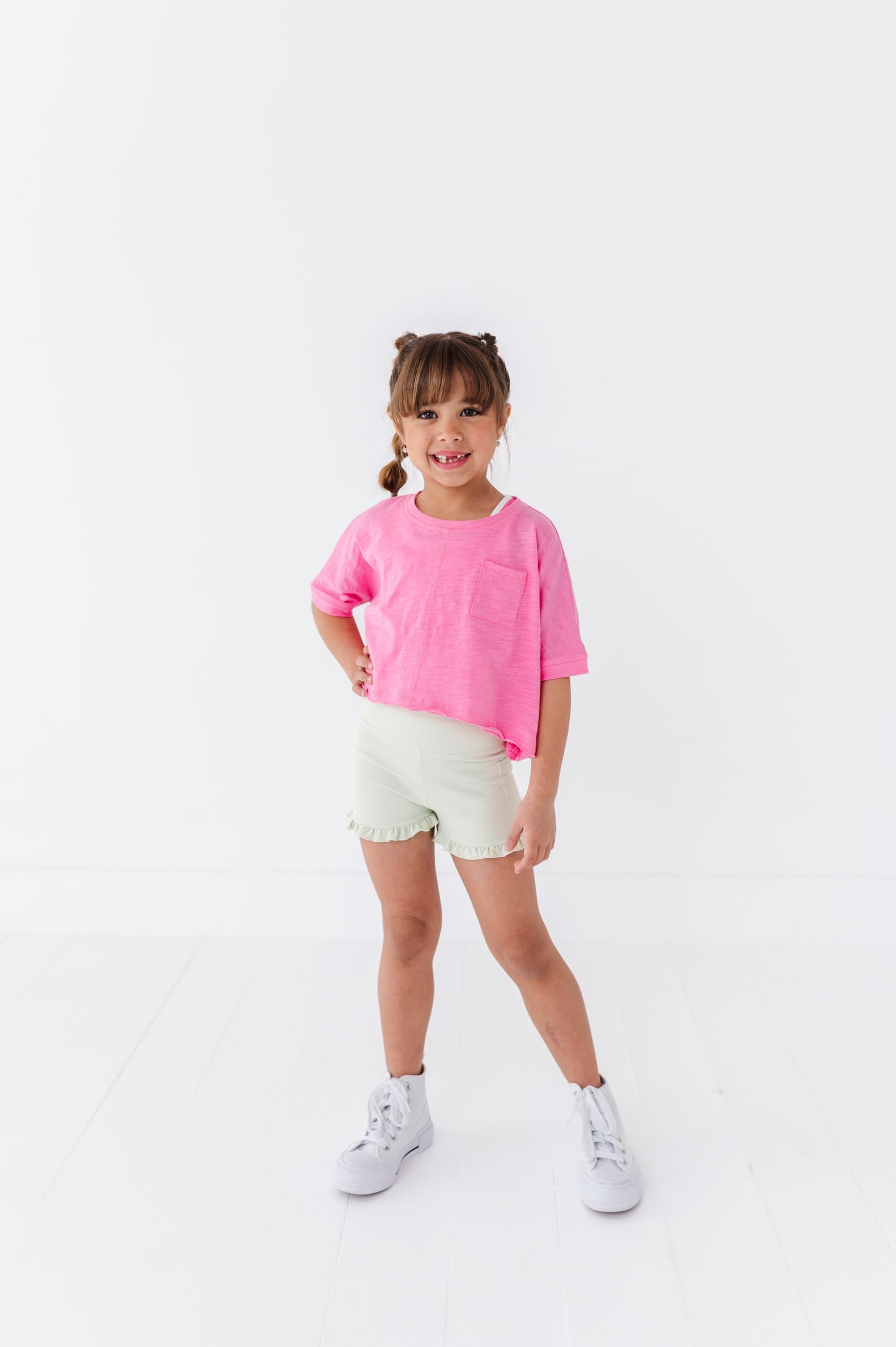 Hint of Mint | Ribbed Ruffle Yoga Shorts