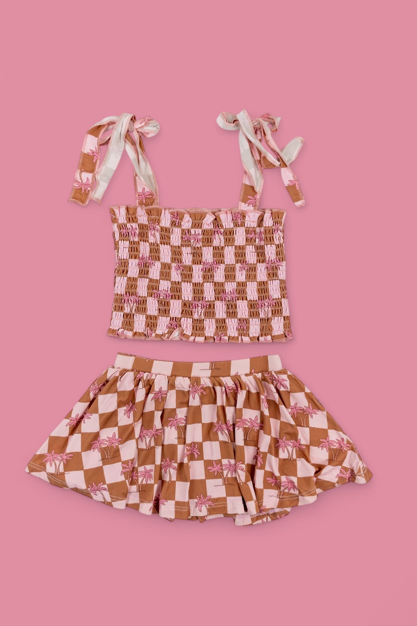 EXCLUSIVE SUNSET BEACH CHECKERS DREAM SMOCKED SKORT SET