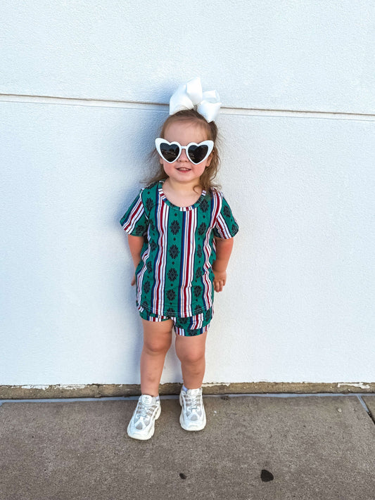 Green Aztec Short Set