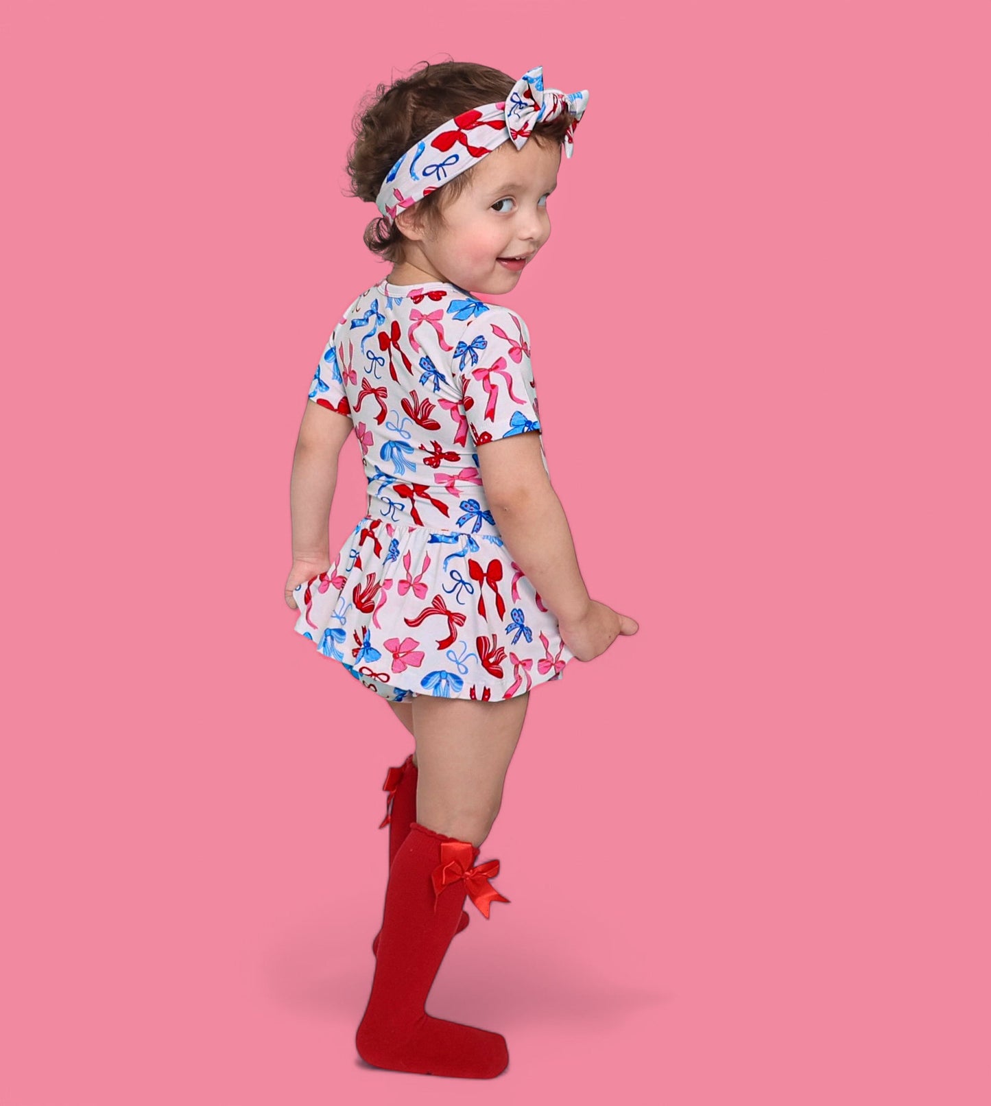 RED, WHITE AND BOWS DREAM BODYSUIT DRESS