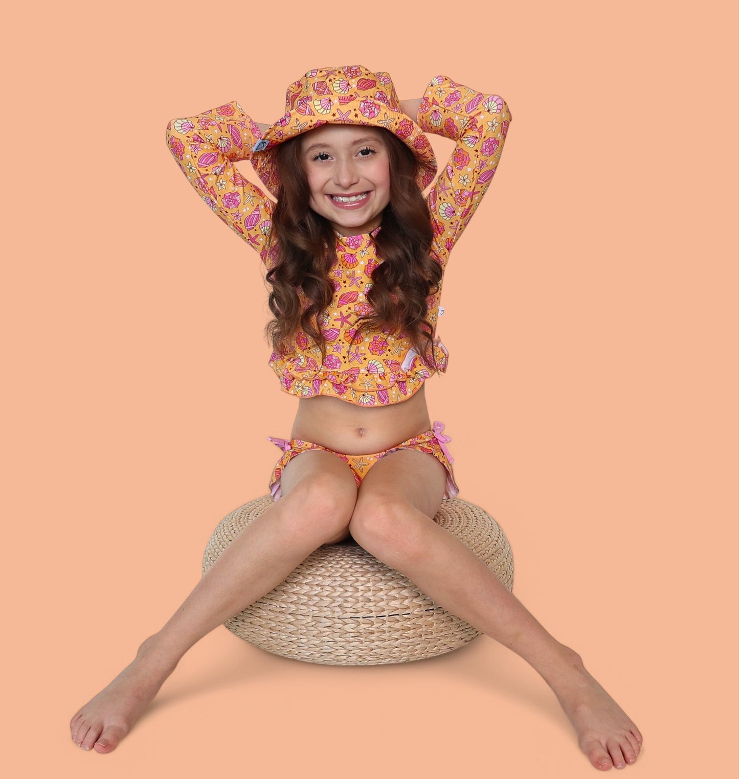 SHELLO SUMMER DREAM TWO-PIECE RASH GUARD RUFFLE SWIM SUIT