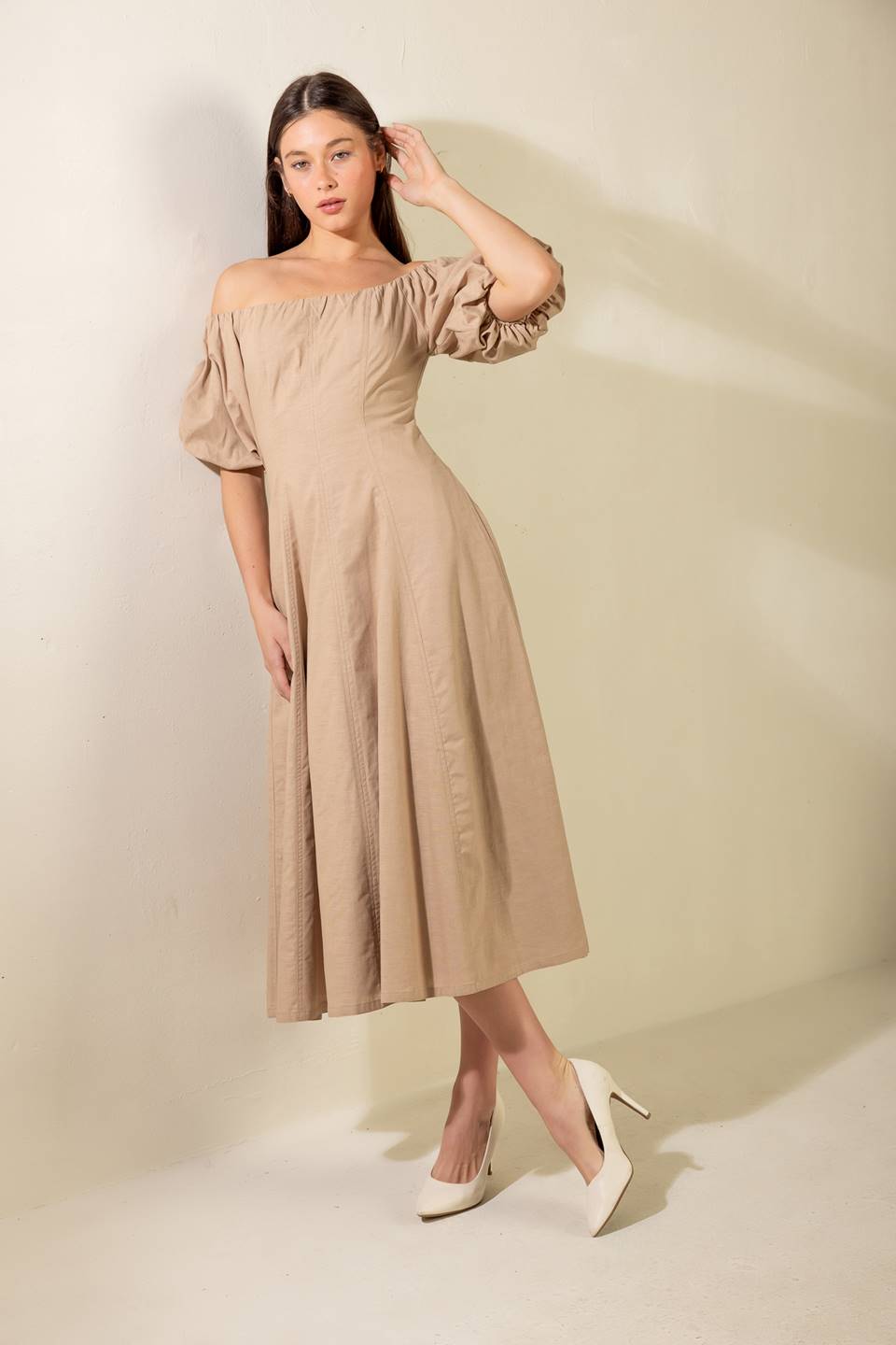 Protecting My Peace Woven Midi Dress L FREEMARKET Taupe / M Protecting My Peace Woven Midi Dress L FREEMARKET Taupe / M