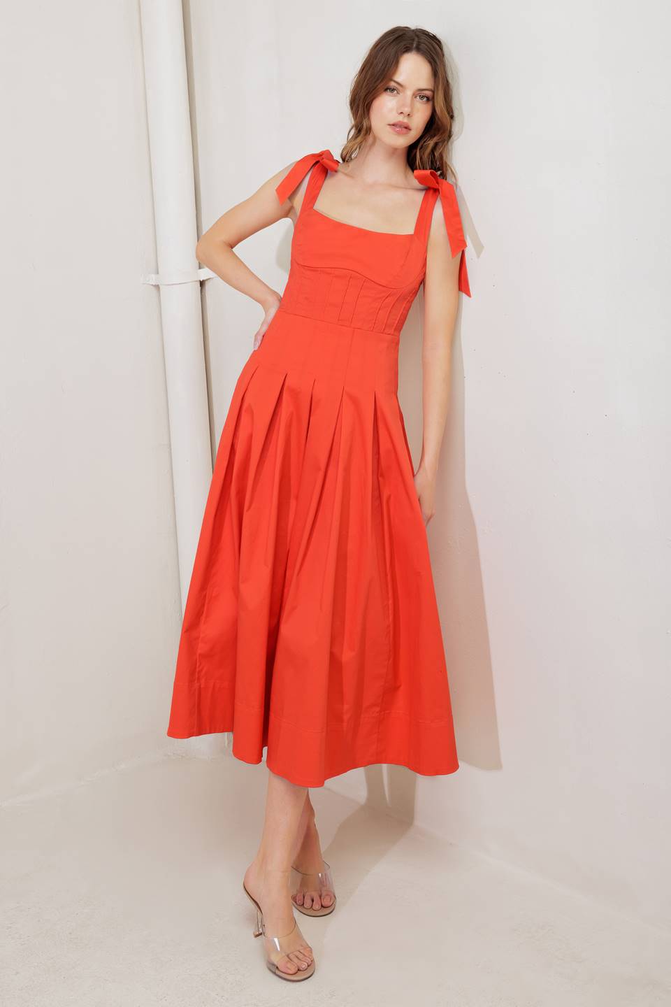 Gentle Shade Woven Midi Dress L FREEMARKET Coral Red / M Gentle Shade Woven Midi Dress L FREEMARKET Coral Red / M