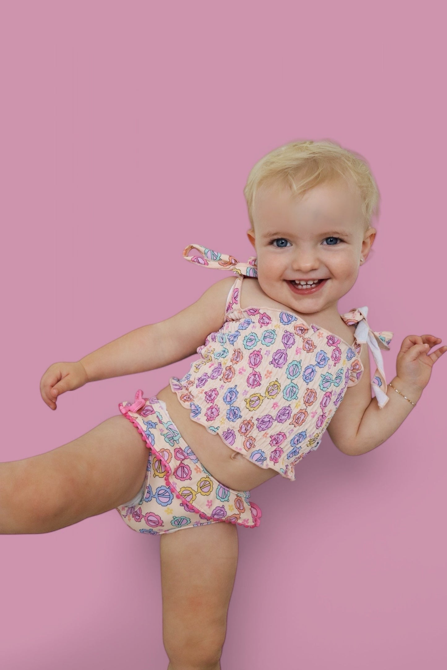 RAY OF SUNSHINE DREAM SMOCKED TANKINI TWO PIECE SWIM SUIT
