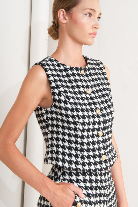METRO ICON WOVEN HOUNDSTOOTH VEST