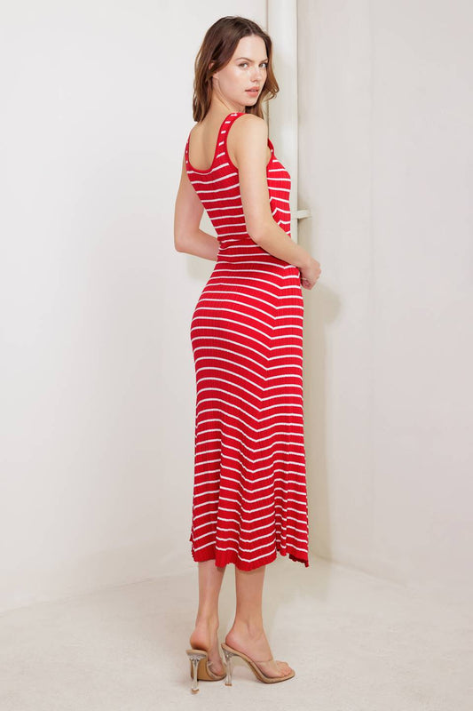 SOFT SIDE OF RED KNIT MIDI DRESS