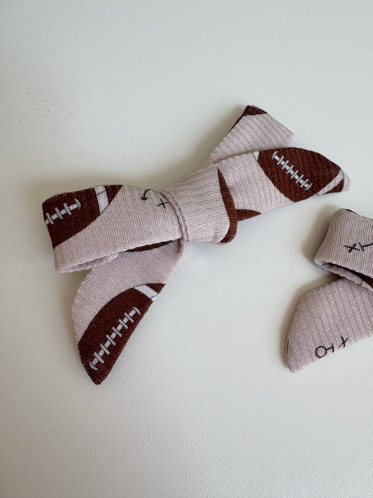 Football (Ribbed) | Bamboo Clip Bows