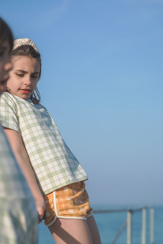 Oversized T-Shirt | Organic Cotton Jersey - Fern Plaid