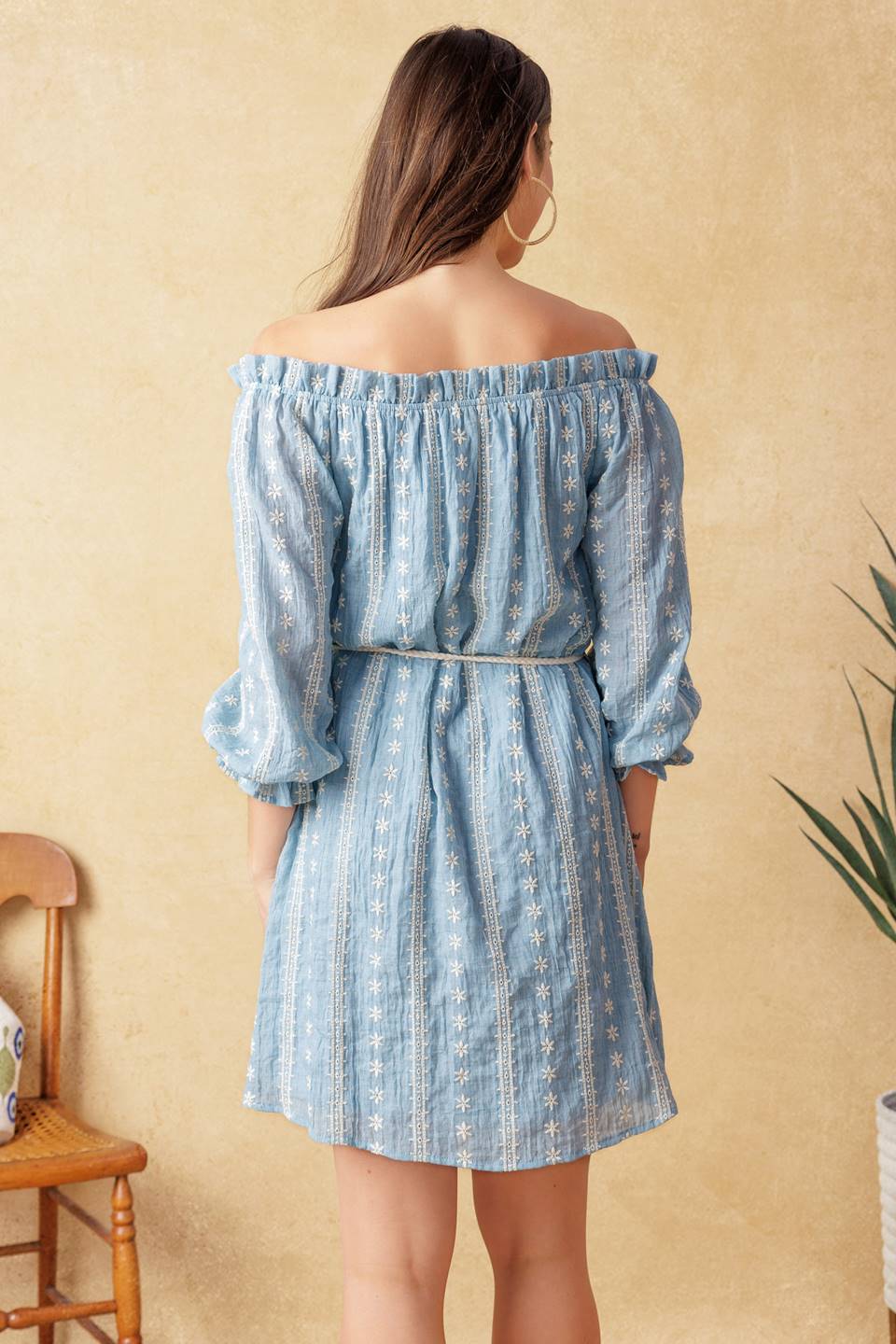 NO MORE CLOUDY SKIES WOVEN MINI DRESS