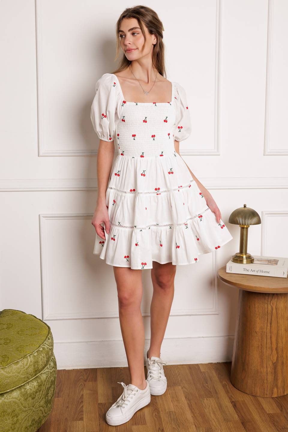 STILL DECIDING EMBROIDERED MINI DRESS