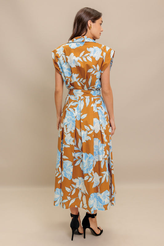 ISLAND FLARE WOVEN MIDI DRESS