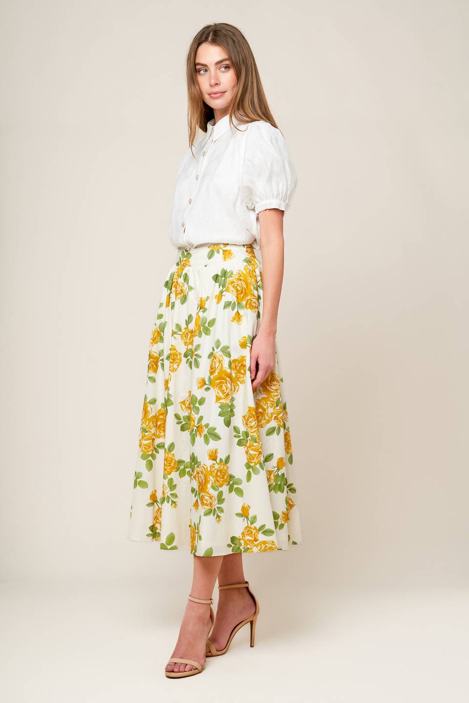 EVERY SUNDAY CREAM WOVEN FULL SKIRT