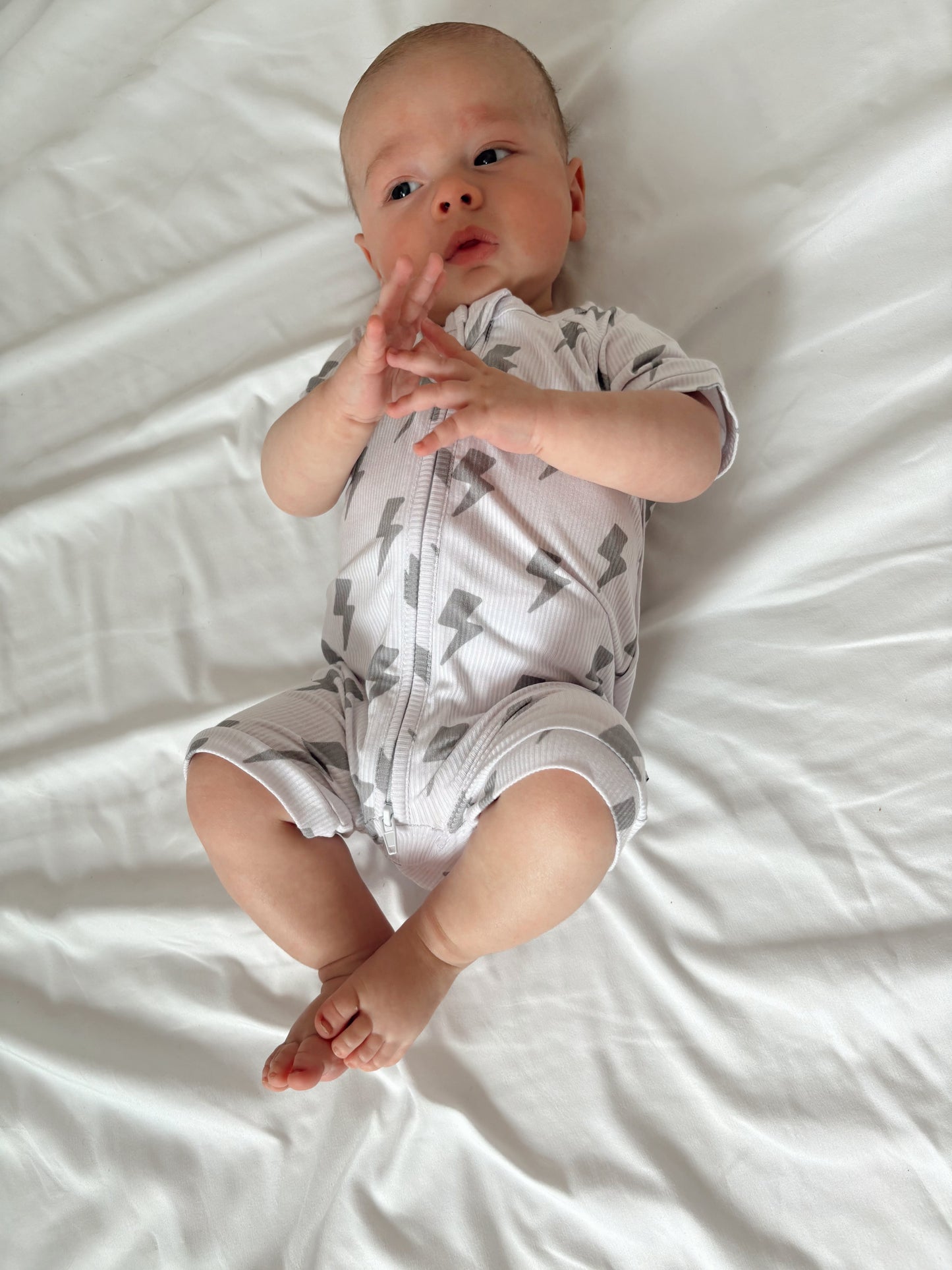 Bolt (Ribbed) | Bamboo Shortie Zip Romper