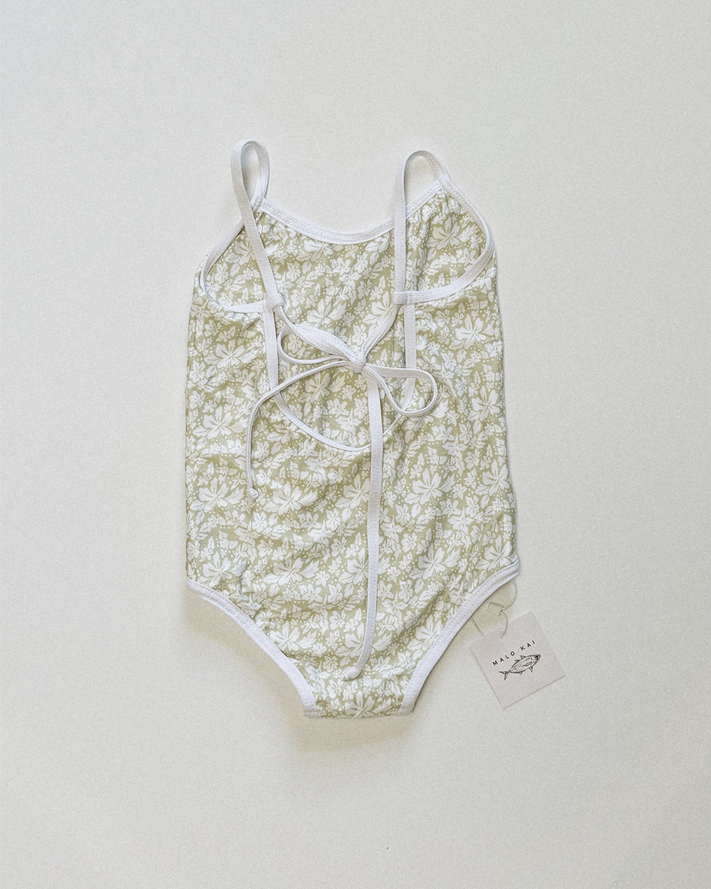 Millie One Piece Kids Swimsuit - Green Hibiscus