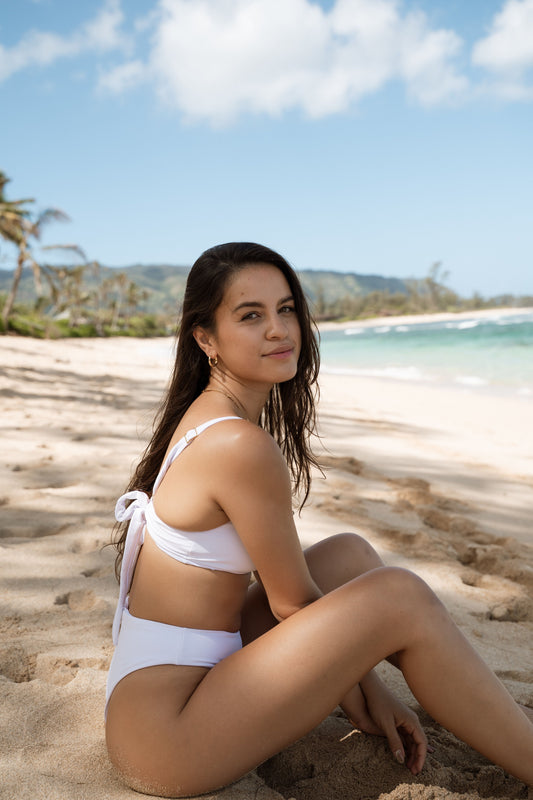 Amanda Bikini Bottoms - White Ribbed