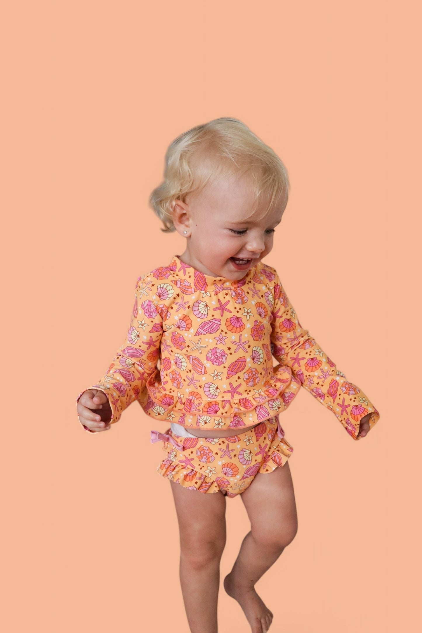 SHELLO SUMMER DREAM TWO-PIECE RASH GUARD RUFFLE SWIM SUIT