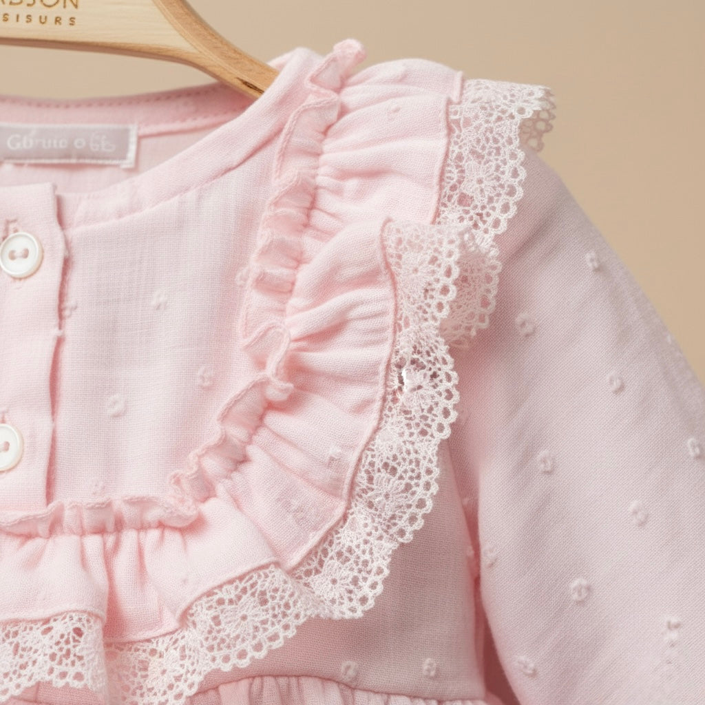 Blush Lace Ruffle Dress